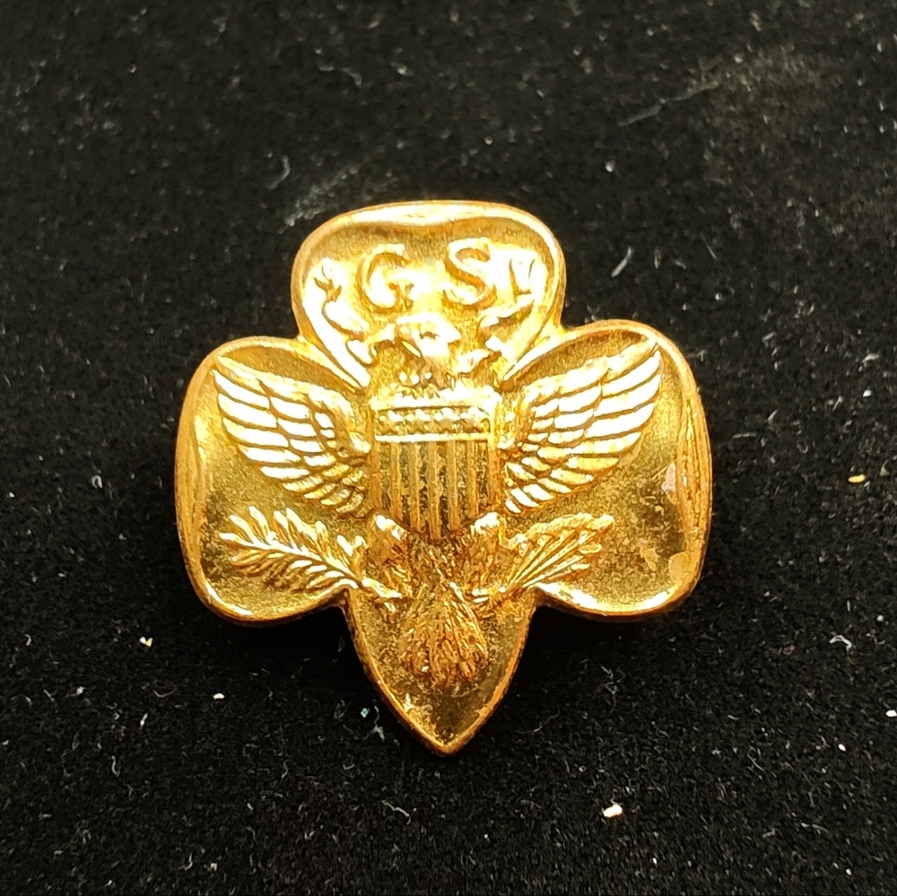 Rare Vintage Gold Tone Girl Scout Pin